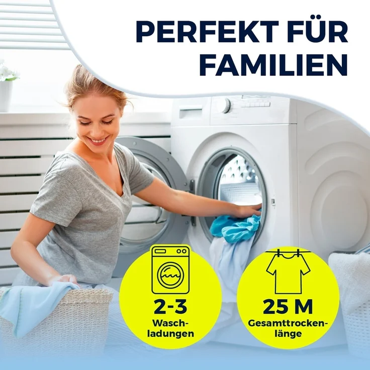 EASYmaxx Wäscheständer XXL ausziehbar bis 260 cm, Standtrockner mit Rollen, Kleidung platzsparend aufhängen klappbar Wäsche trocknen – Bild 3