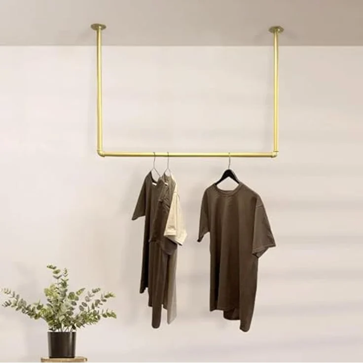 RSR Hangers Kleiderstange Garderobe Industrial Design Gold für Decke Garderobenstange U-Form – Bild 3