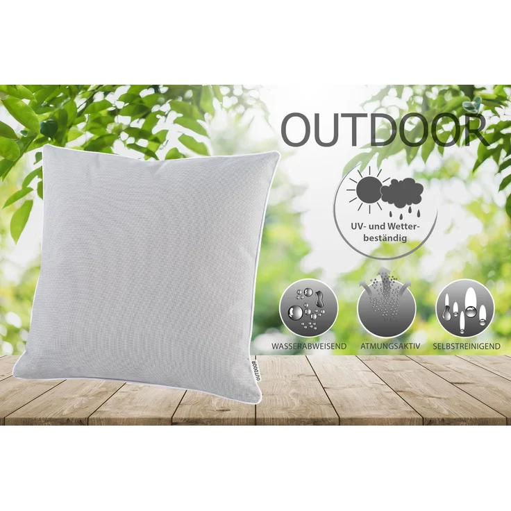 heimtexland ® OUTDOOR Lounge Dekokissen LOTUS EFFEKT wetterfest 45x45 Garten Kissen Outdoorkissen Typ551 dunkelgrau – Bild 2