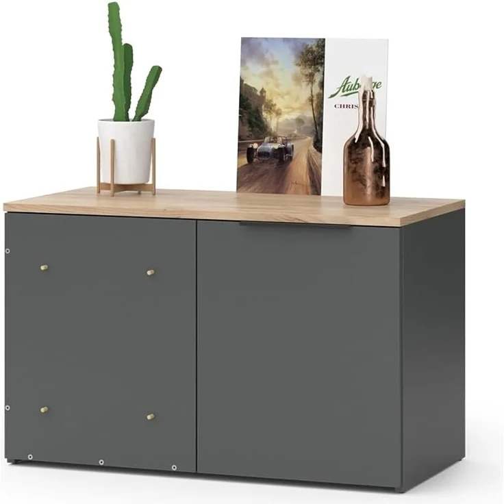 Eckkommode Wido Anthrazit 80 x 50 cm Eck Kommode mit Tür Vicco – Bild 7