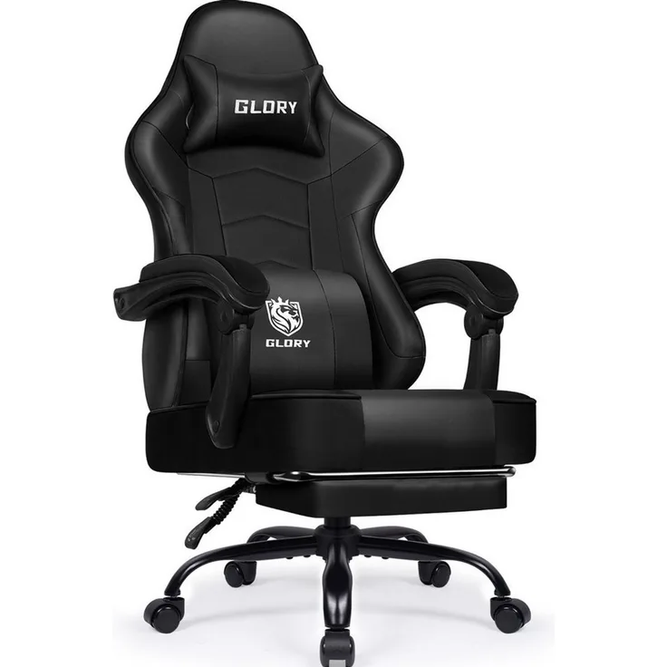 Hiazurm Gaming-Stuhl Gaming Stuhl, Bürostuhl mit Fußstütze,Klappbare gepolsterte Armlehnen (Bürostuhl Chefsessel Wippfunktion bis zu 170), Ergonomischer Gamer Stuhl 150 kg Belastbarkeit
