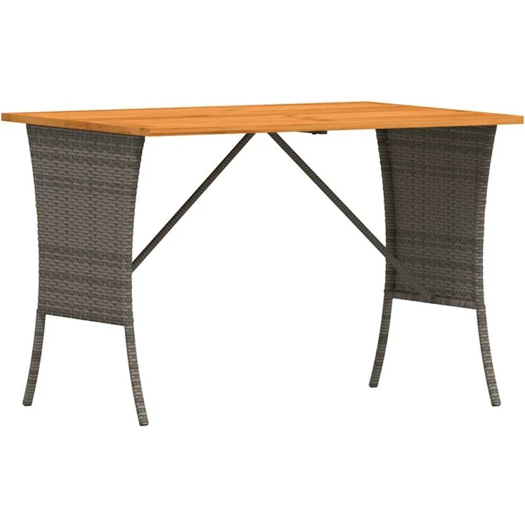 Gartentisch, Balkontisch mit Akazienholzplatte Grau 105 x 75 x 72 cm Poly Rattan – Bild 2