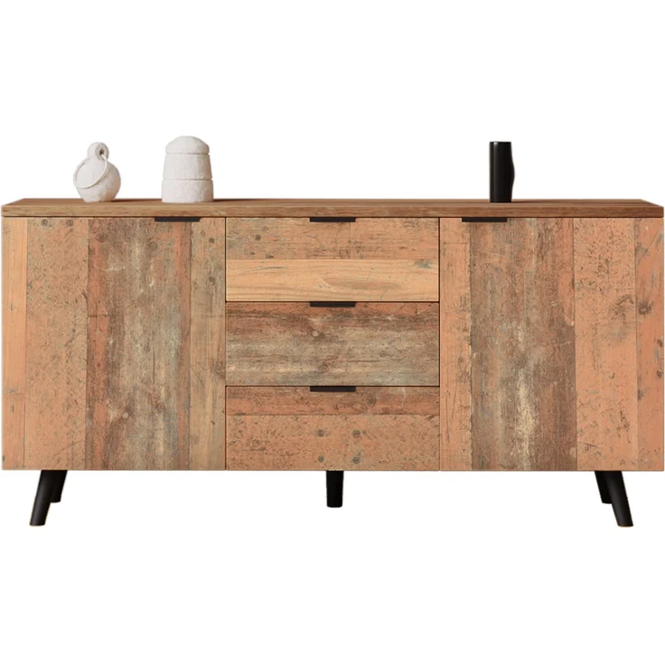 ZUBALIYA Kommode 140x35x70 cm, mit verstellbaren Einlegeböden, aus Spanplatte, Antikbraun – Bild 24