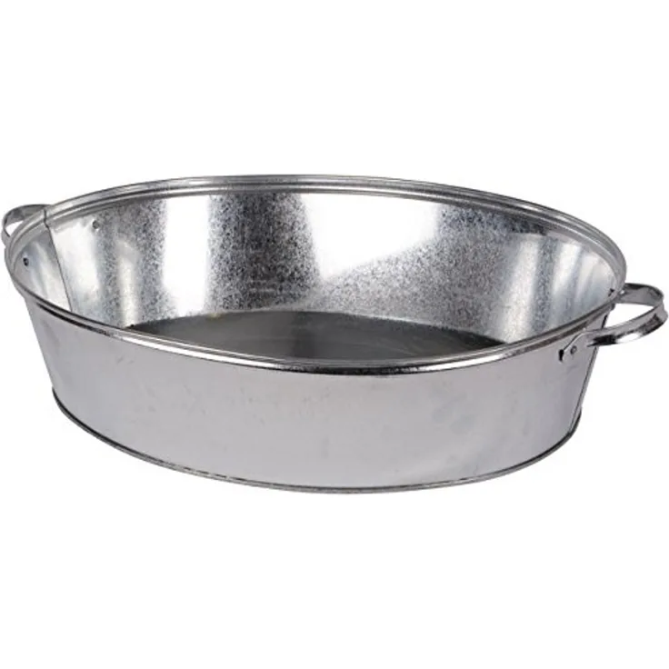 UNUS GARDEN Blumentopf Zinkübertopf mit Griffen – Pflanztopf in Wannenform aus Zink (1 St, 27 Liter Oval), zum Bepflanzen oder als Miniteich