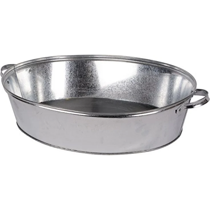UNUS GARDEN Blumentopf Zinkübertopf mit Griffen – Pflanztopf in Wannenform aus Zink (1 St, 27 Liter Oval), zum Bepflanzen oder als Miniteich – Bild 1