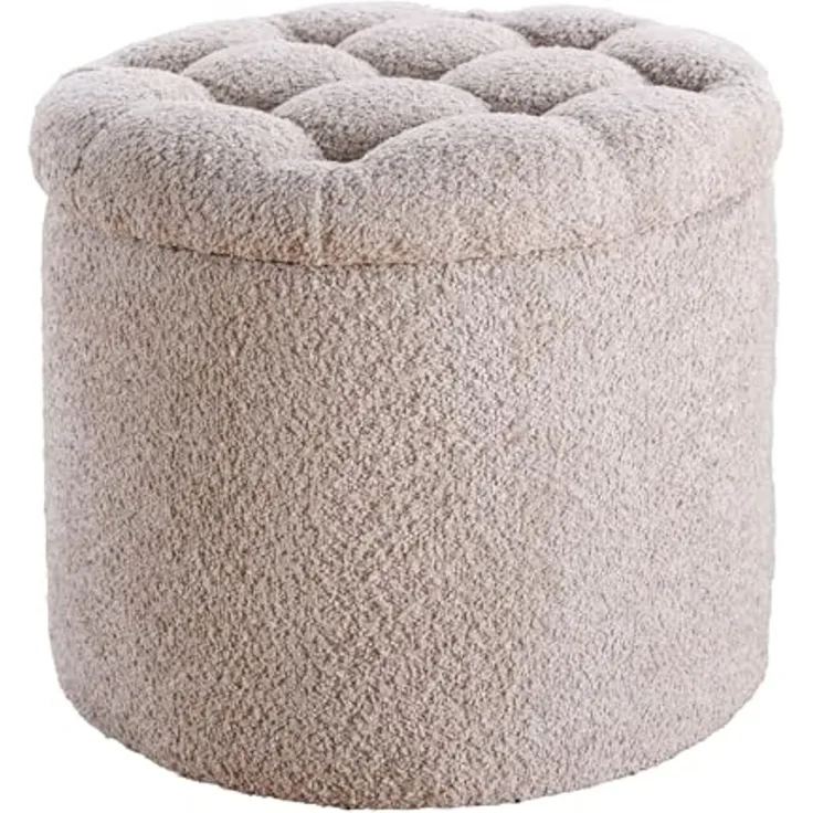 riess-ambiente Sitzhocker MODERN BAROCK 50cm champagner · Aufbewahrungskorb mit Bouclé-Bezug (Einzelartikel, 1 St), zylinderförmig · rund · abnehmbarer Deckel · mit Stauraum · Wohnzimmer