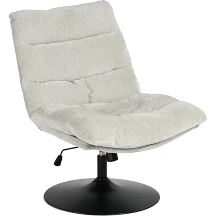 MEUBLE Cosy Bürostuhl Ergonomisch Schreibtischstuhl mit höhenverstellbar 360° Drehbar Kippfunktion ohne Armlehnen, Chenille-Stoff, Grau – Bild 1