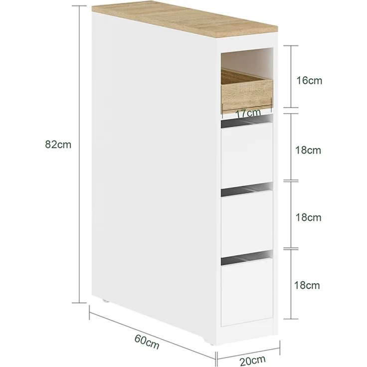 SoBuy BZR54-K-W Badunterschrank, MDF, Lackiert, Weiß, 60 x 82 x 20 cm – Bild 3