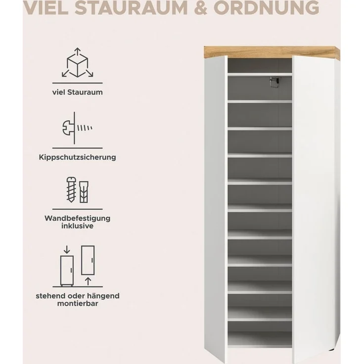 OTTO home Schuhschrank MAMBO, TOPSELLER!, Höhe 179cm, stehend & hängend, push-2-open (1-St, 2 farbige Ausführung) Schuhschrank, Schuhkommode, Flur, Diele – Bild 4