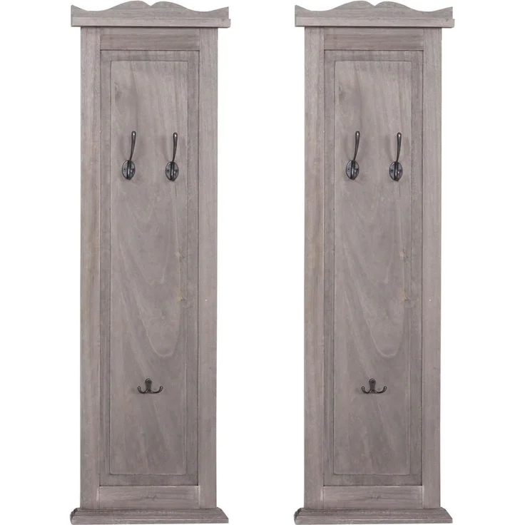 MCW Wandgarderobe, Garderobenpaneel aus Paulowniaholz, Grau/Braun, 28x109x5 cm, 3 individuell anbringbare Haken