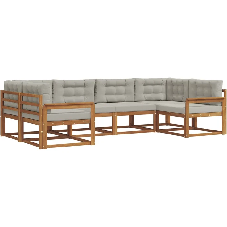 vidaXL Outdoor-Sofagarnitur 6 stk. 6-Sitzer Natur und Hellgrau 3368059 – Bild 2