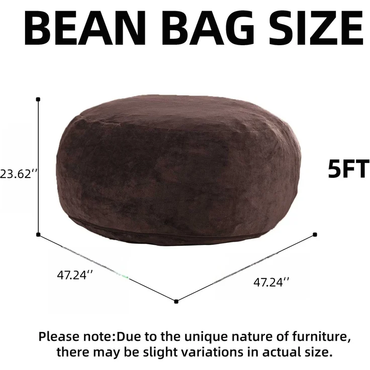 120 Sitzsack,Sitzsackstuhl, Sofa für Erwachsene,weicher und bequemer Lesestuhl,,geeignet für Schlafzimmer, Balkone und andere Orte--Braun--120x120x60cm--YOUDENOVA – Bild 6