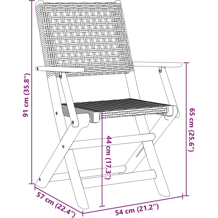 vidaXL Gartenstühle 4 Stk. Klappbar Grau Poly Rattan & Massivholz 3214559 – Bild 9
