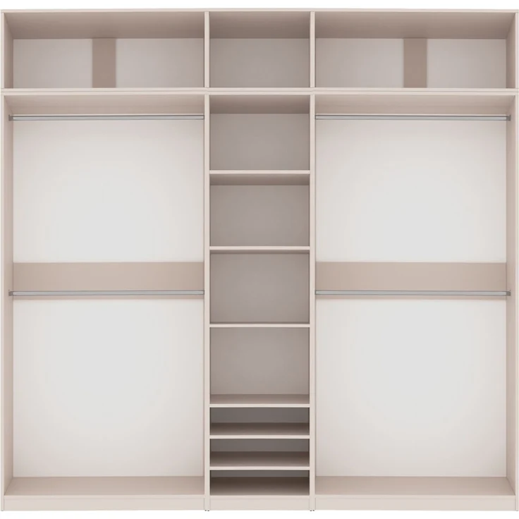 Marmex Möbel Tres Set-Y/N Eckkleiderschrank offen, Hoher Kleiderschrank mit Aufsatz, groß Einbauschrank, laminierte Spanplatte, graubeige cashmere 201/100x246x51 cm – Bild 3