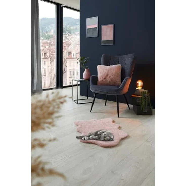 -LUXOR- living Kunstfell Coste Flauschiger Teppich Schlafzimmer - ideal zur Verwendung als Bettvorleger Schlafzimmer 2er Set 55 x 80 cm Altrosa – Bild 2