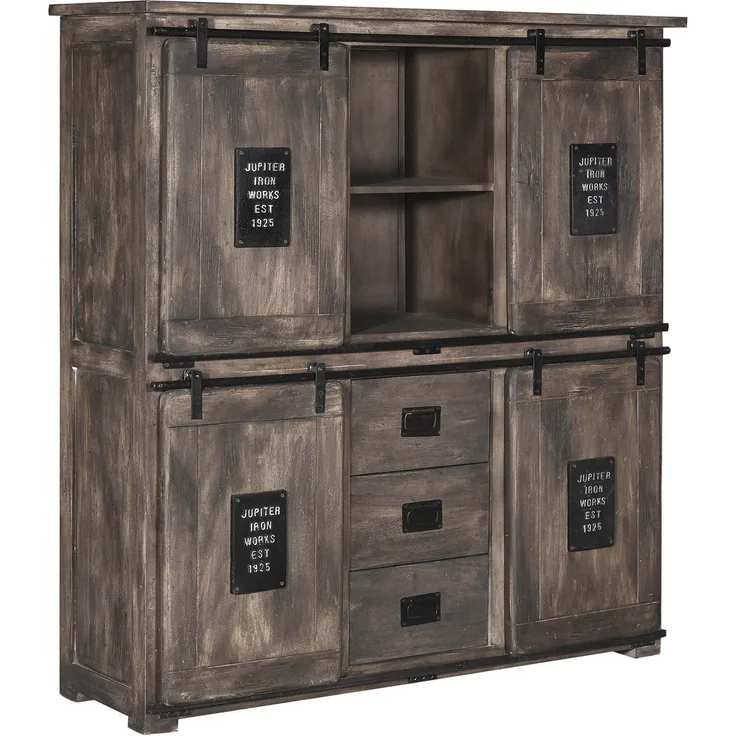 Highboard Mango 150 x 45 x 160 grau lackiert RAILWAY #225