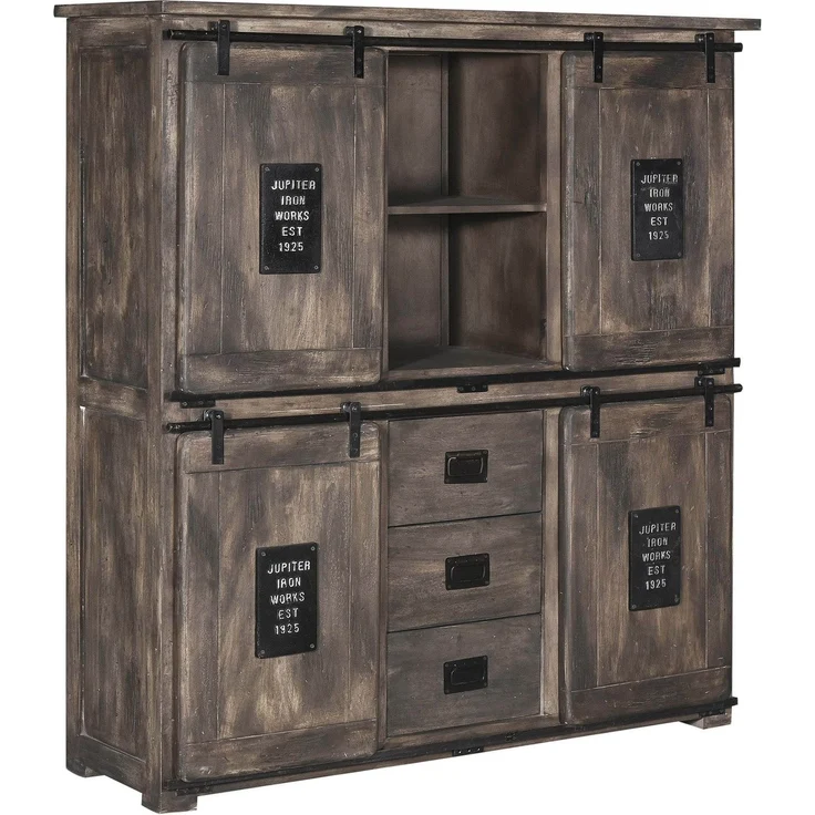 Highboard Mango 150 x 45 x 160 grau lackiert RAILWAY #225 – Bild 1