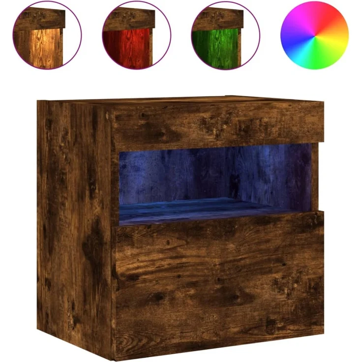 TV-Wandschrank, Fernsehschrank mit LED-Leuchten Räuchereiche 40x30x40 cm – Bild 2