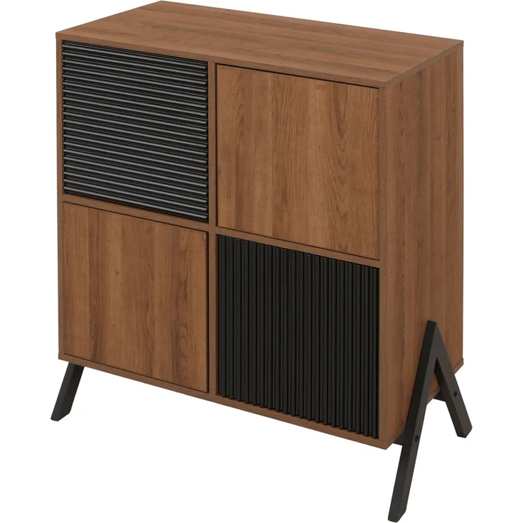 Kommode HWC-O40, Schrank Sideboard Highboard mit Türen Staufächer, MDF Metall Melamin 94x79x40cm ~ natur – Bild 6
