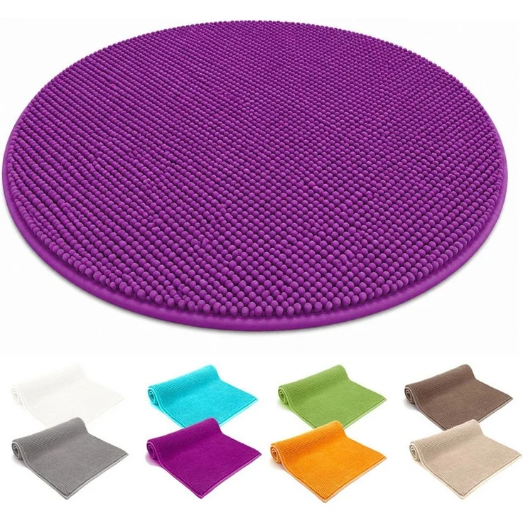 heimtexland Badematte Badvorleger Chenille Badteppich Duschvorleger, rutschhemmend beschichtet, Fußbodenheizung geeignet, schnell trocknend, strapazierfähig, fußbodenheizungsgeeignet, rutschfest, saugstark, Polyester, rund, Rund 60 cm, Hochflor, super ... – Bild 1