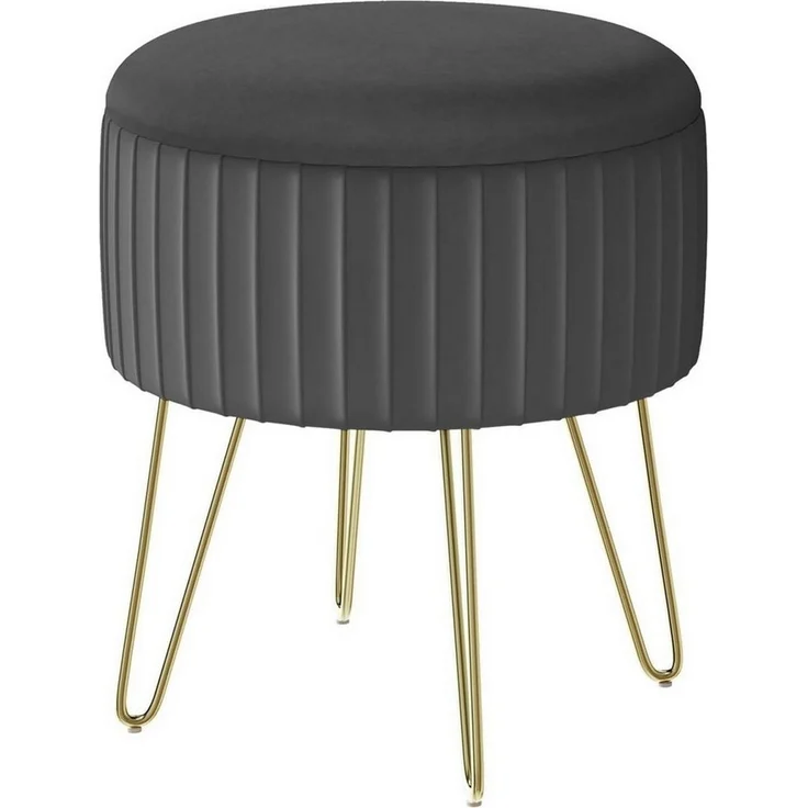 Woltu Sitzhocker (1 St), mit Stauraum, Polsterhocker, Kleiner Hocker rund, Metallbeinen – Bild 2