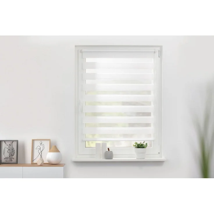 Lichtblick Doppelrollo Klemmfix ohne Bohren, Streifen, Blickdicht, Klemmträger-Montage, Sichtschutz, Wandmongtage, Deckenmontage, für Fenster und Türen Weiß,110x150 cm (B x L) – Bild 2