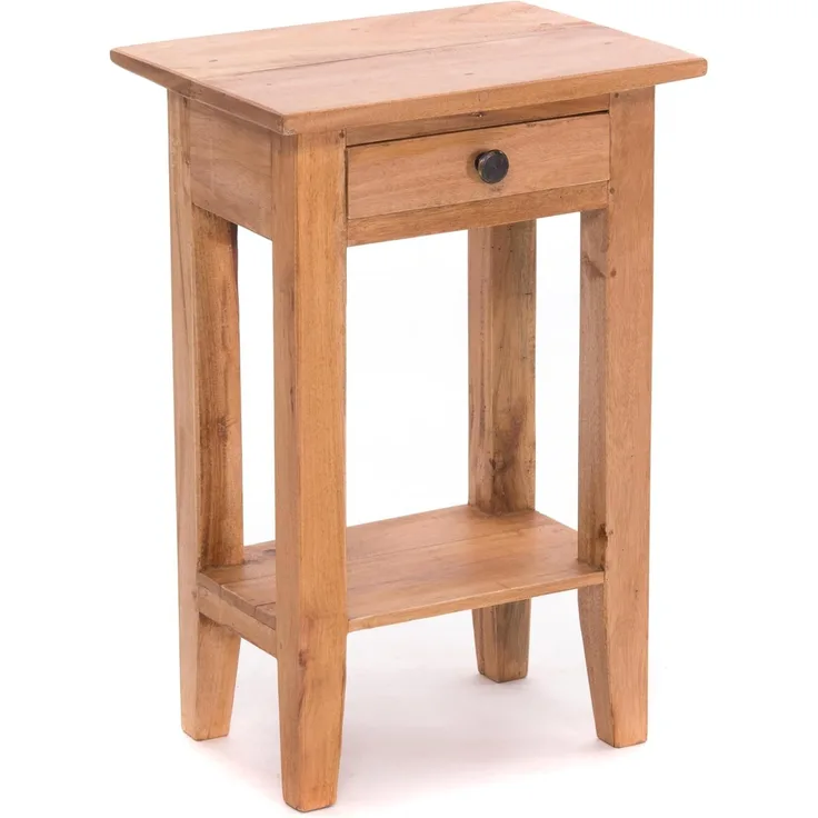 DESIGN DELIGHTS Rustikaler Vintage Telefontisch PLANTA | 52x34 cm (HxB), Mahagoni Massivholz | Blumenhocker, Flurtisch, Beistelltisch, Nachtschrank mit Schublade | Farbe: 08 honigfarben gewachst