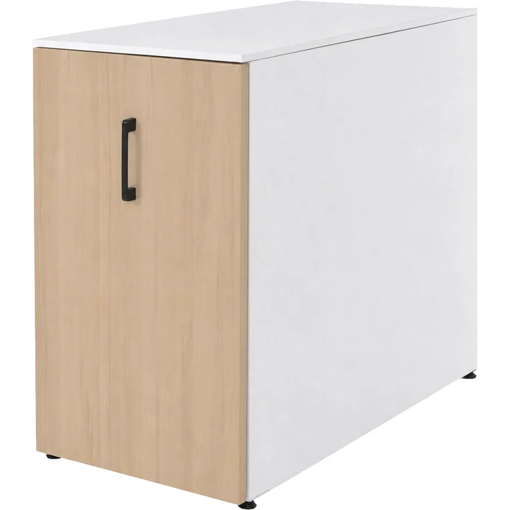 Aktenschrank HWC-Q27, Büroschrank Stahlschrank, Stützrad Staufächer, Metall 74x43x80cm ~ weiß, Holzfront – Bild 9