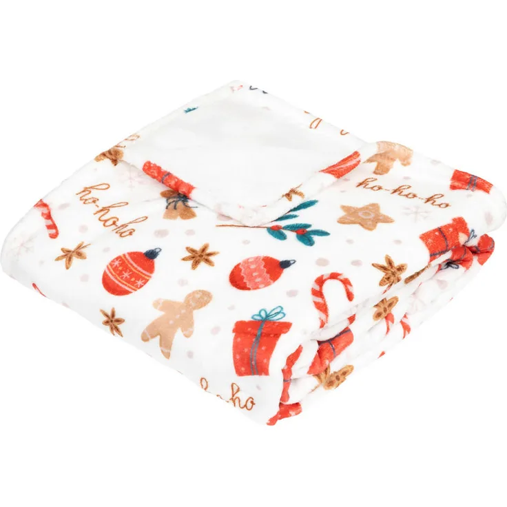 Atmosphera Createur d´interieur Weihnachtsdecke Gingy, Mehrfarbig, 130x180 cm, gemütliche Kuscheldecke mit Lebkuchenmotiv, pflegeleicht bei 30°Cwaschbar
