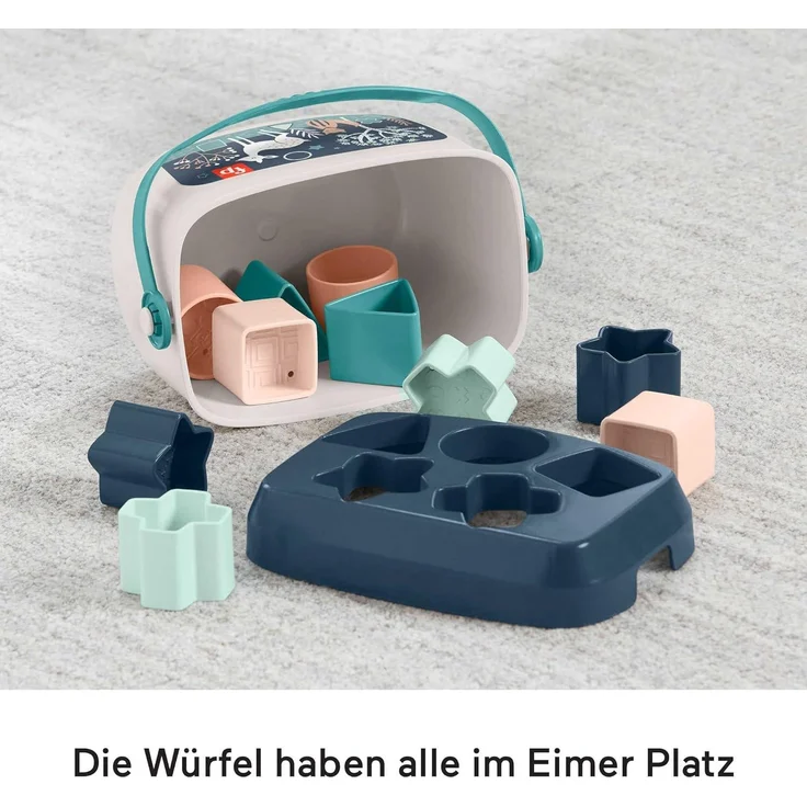 Fisher-Price HJP20 - Babys erste Bausteine – Marineblaues Kitz, Set mit 10 Bausteinen zum Stapeln und Sortieren, Bauspielzeug, Babyspielzeug für Kleinkinder ab 6 Monaten – Bild 5