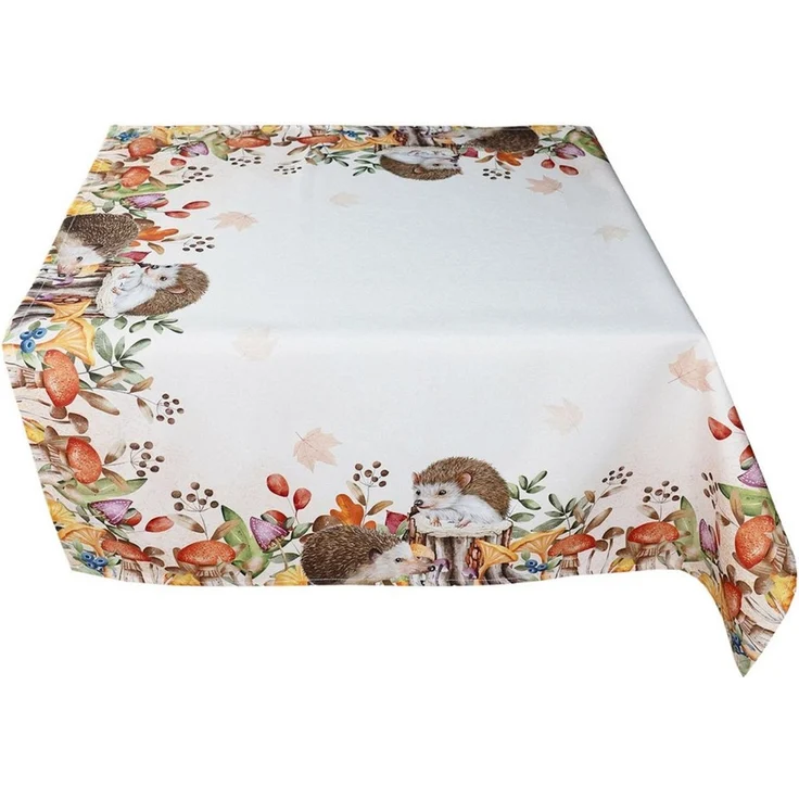 matches21 HOME & HOBBY Tischdecke Tischdecke Herbst 85x85 cm mit Motiv Igel als Randmotiv & Pilzen (1-tlg), Tischdeko für Küche & Tisch – Bild 1