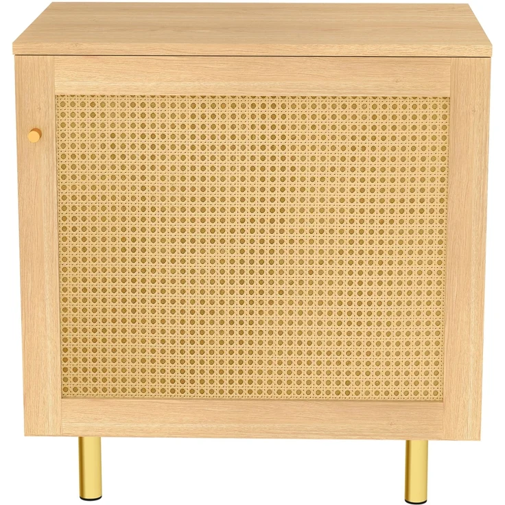DESVIAE Sideboard mit Rattantür und Einlegeboden 60x63x40 cm MDF Natur – Bild 7