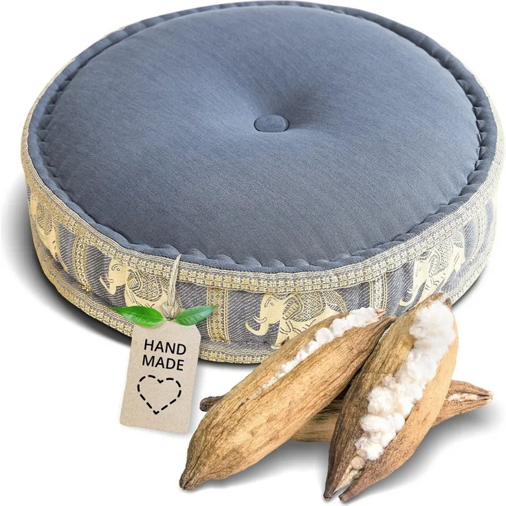 livasia Meditationskissen Zafukissen groß (Deluxe) - 45x15cm, Kapok, vegan, handgefertigt