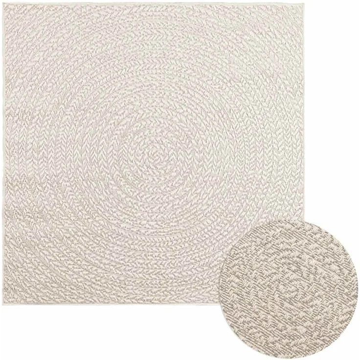 vidaXL Teppich ZIZUR Creme 120x120 cm Jute-Optik Indoor und Outdoor 4010376 – Bild 1