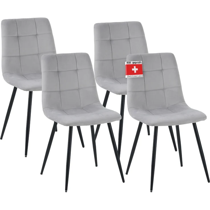 Albatros Esszimmerstühle 4er Set BORA Grau- Komfortabler Polsterstuhl für Modernes und Stilvolles Design am Esstisch - Küchenstuhl oder Stuhl Esszimmer mit hoher Belastbarkeit bis 110kg – Bild 1