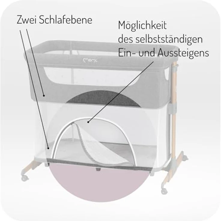 Momi SMARTBED 4-in-1 Kinderbeistellbetten bis 15 kg, Beistellbett für Babys mit Matratze, Höhenverstellbar – Bild 7