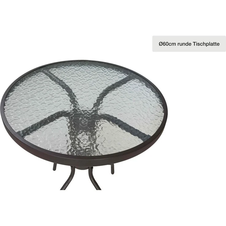 LC Garden Gartentisch Garvista Garten Set Balkontisch mit Gartenstühlen Ø60cm rund braun (Balkonset, 3-St) – Bild 3