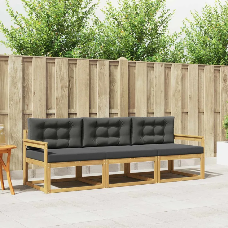 vidaXL Outdoor-Sofagarnitur 3 stk. Weiß und Anthrazit Polyester 3385981