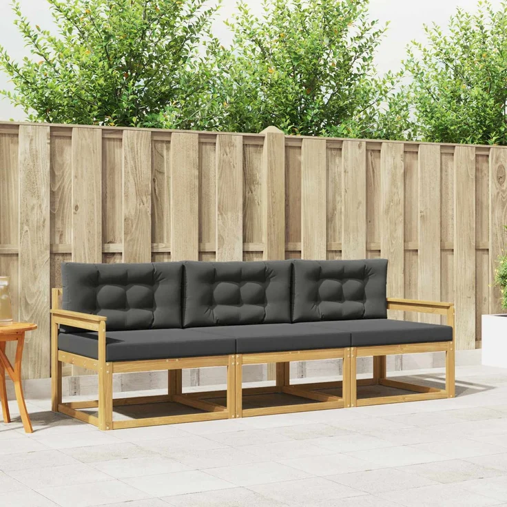 vidaXL Outdoor-Sofagarnitur 3 stk. Weiß und Anthrazit Polyester 3385981 – Bild 1