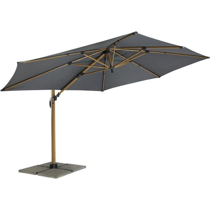 Primaster Ampelschirm Tarifa anthrazit Ø 4m Sonnenschirm Gartenschirm schwenkbar – Bild 3