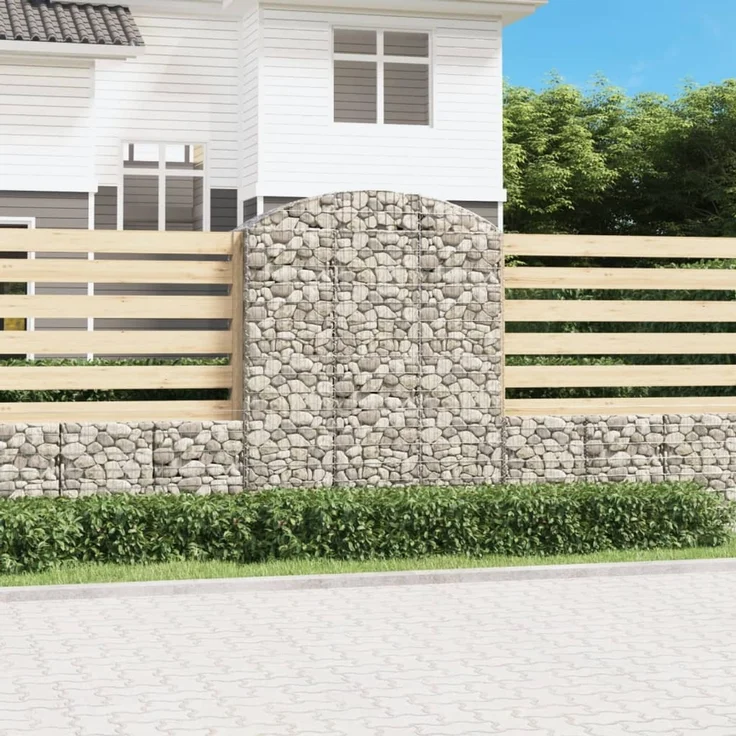 vidaXL Gabione mit Hochbogen 150x50x180/200 cm Verzinktes Eisen 153459 – Bild 1