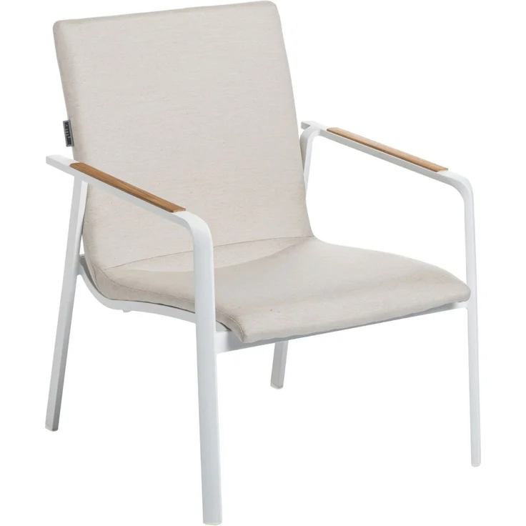 KETTLER DIAMOND Lounge Sessel Polster Sunbrella weiß Teak – Bild 1
