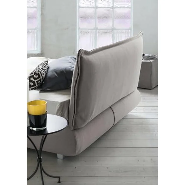 Talamo Italia - Doppelbett Ilenia, Bettkasten mit Stoffbezug und Kopfteil, 100 % Made in Italy, Öffnung vorne, geeignet für Matratzen 160x190 cm, Grau – Bild 4