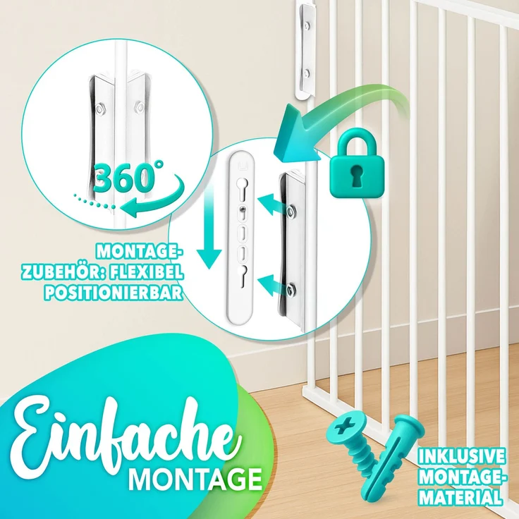 KIDUKU Kaminschutzgitter 180 cm Weiß Baby Absperrgitter Ofenschutzgitter Laufstall Türschutzgitter – Bild 4