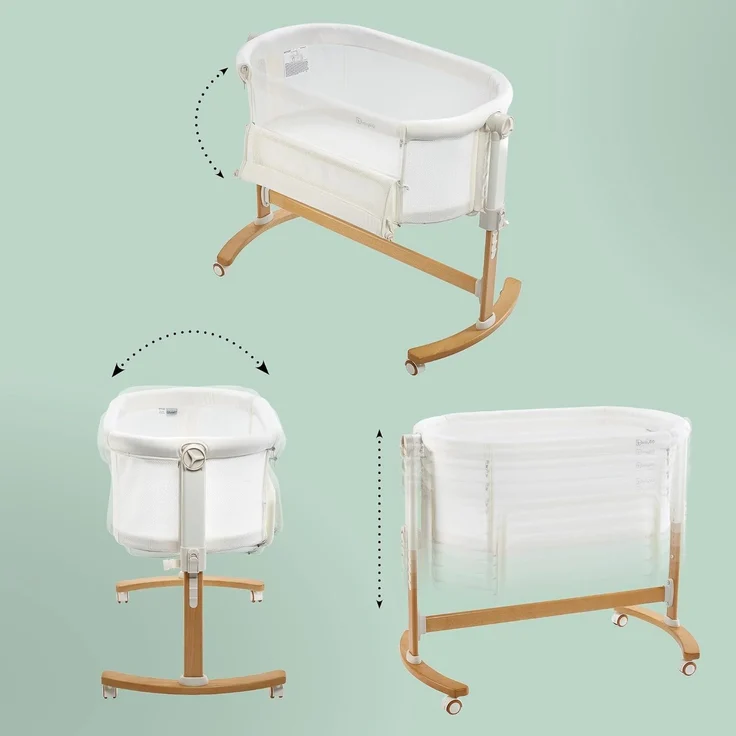 BABYGO 'AMILA' Beistellbett, Creme, höhenverstellbar, mit Schaukelfunktion – Bild 3