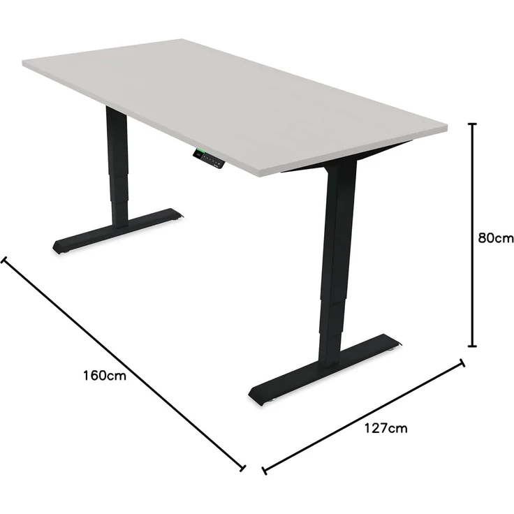 Desktopia Pro X - Elektrisch höhenverstellbarer Schreibtisch / Ergonomischer Tisch mit Memory-Funktion, Grau, Gestell Schwarz, 180x80 cm – Bild 2