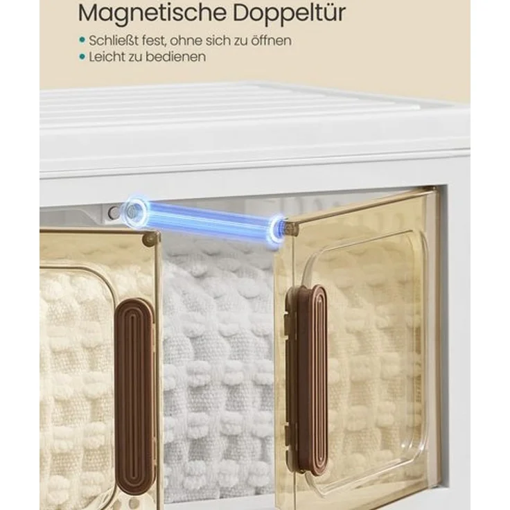 SONGMICS Organizer auf Rollen, 4 Ebenen, Boxen mit Deckel, aus Kunststoff, stapelbar, 100 L, weiß – Bild 4