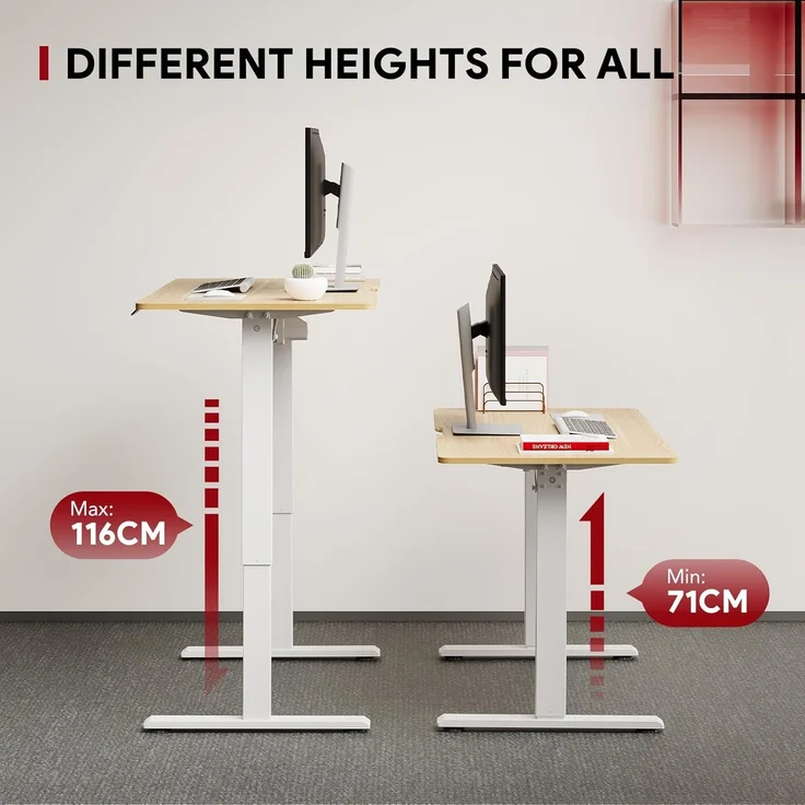 SANODESK Höhenverstellbarer Schreibtisch 160x75 cm Schreibtisch Höhenverstellbar Elektrisch Ergonomischer Steh-Sitz Tisch Computertisch für Heimbüro Homeoffice(ahorn) – Bild 4