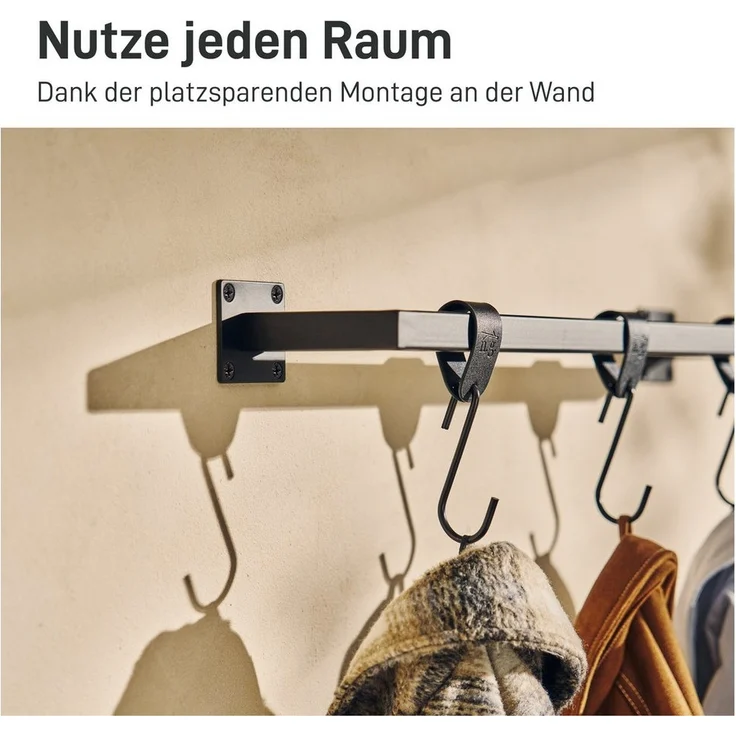 Natural Goods Berlin Wandgarderobe Kleiderstange RECHTECK (Einzel, 1 St), Kleiderständer, Garderobenhalter, Wandhalterung, Kleiderstange – Bild 2