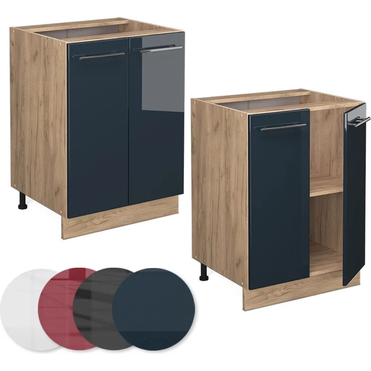 Küchenunterschrank Fame-Line Dunkelblau Hochglanz 60 cm ohne Arbeitsplatte Vicco – Bild 5